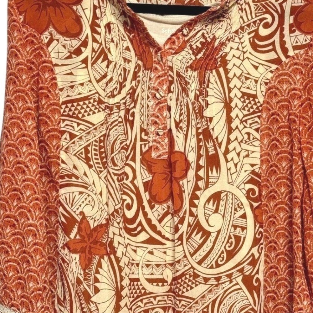Soft Surroundings Eclectic Retro 70s Boho Tunic Top Womens Size M Artsy Earthy - Picture 2 of 8
